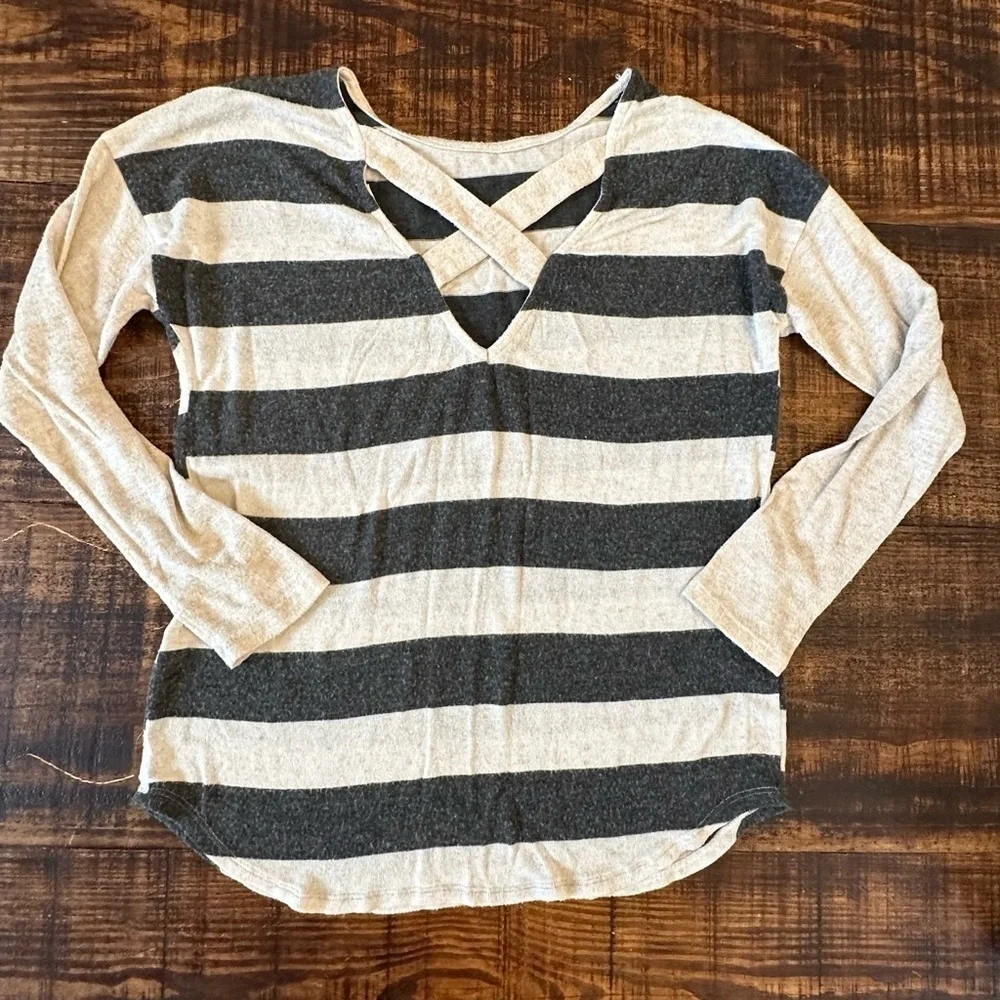 Promesa Striped Cross Back Sweater